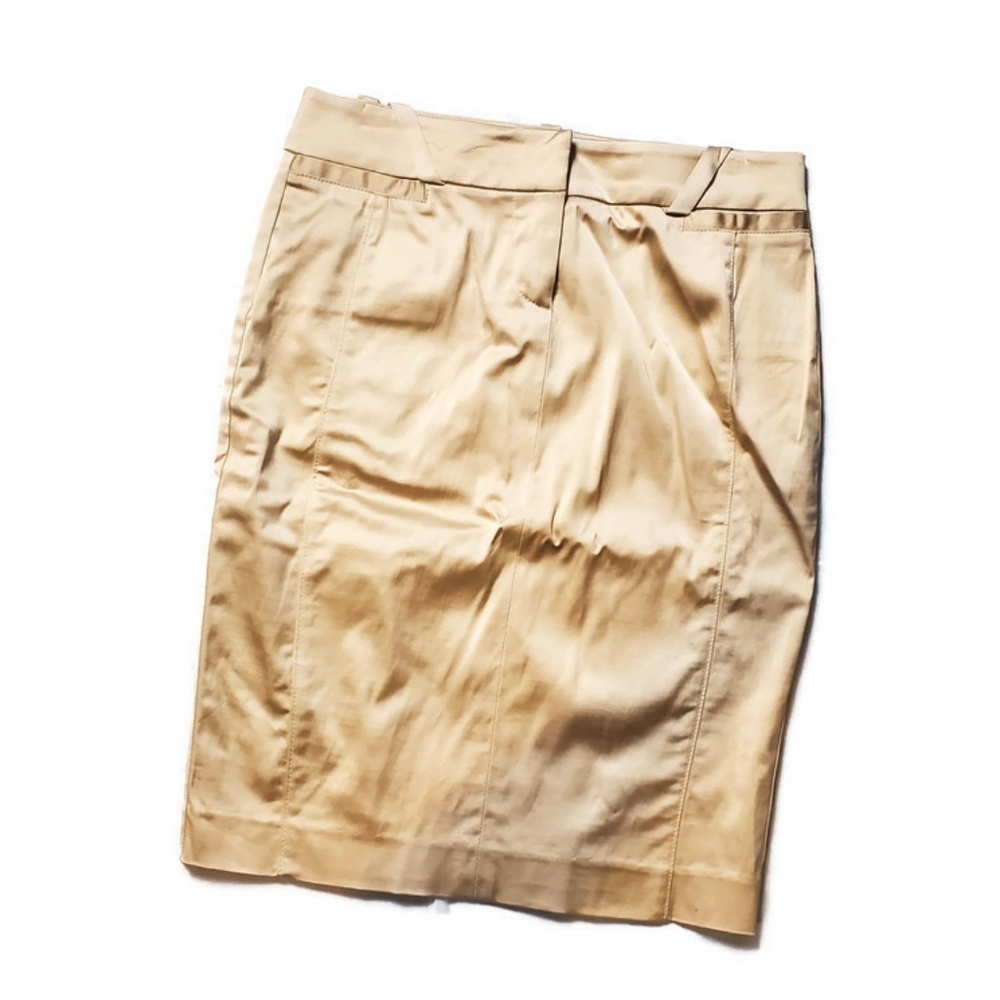 Bebe satin champagne pencil skirt